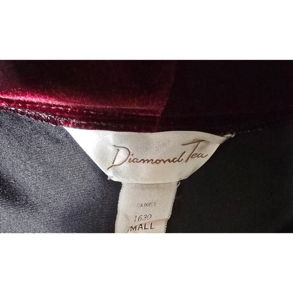Diamond Tea Vintage Luxury Robe Velvet Gown Red Black Size Small - Picture 9 of 10